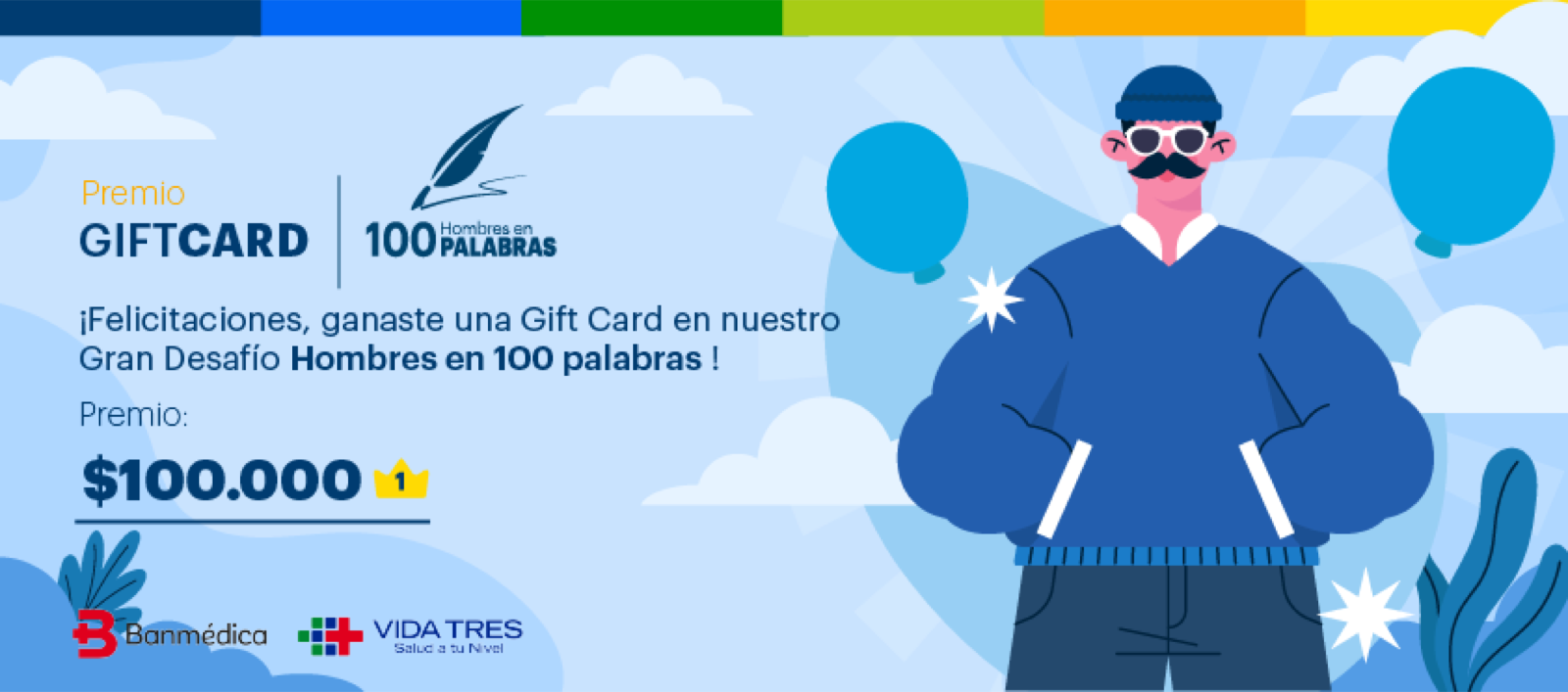 Tarjetón Hombres en 100 Palabras