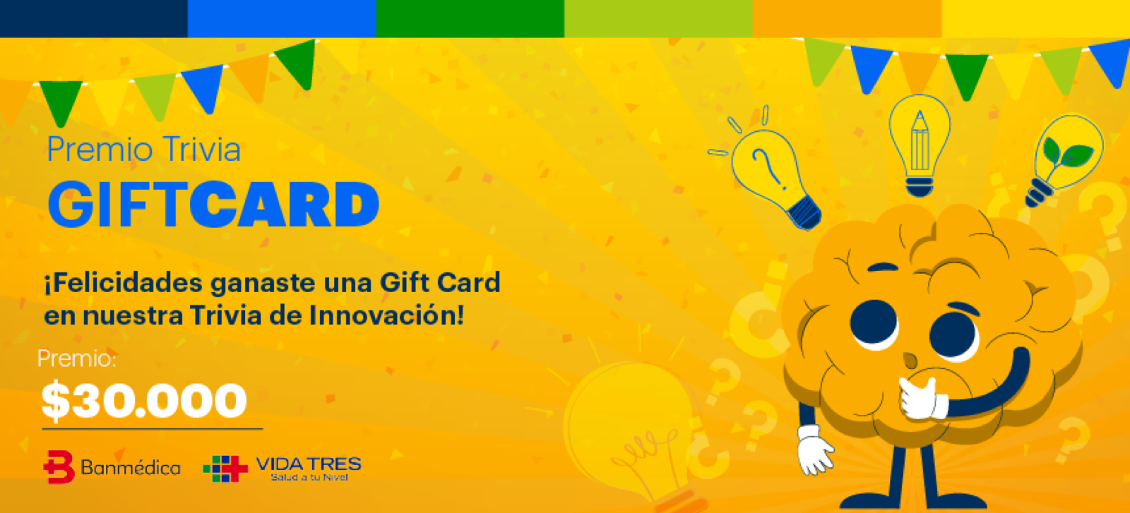 Tarjetón de premio para trivia de innovación